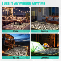 Thumbnail for HAUSHOF 5'X8' Outdoor Rug Waterproof with LED Strip Light, Reversible Outdoor...