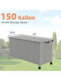 Thumbnail for 150 Gallon Outdoor Storage Deck Box with Wheels, Large Patio Storage for Outdoor Pillows, Garden Tools and Pool-Supplies