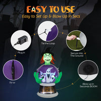 Thumbnail for 6 ' Halloween Wtch and Crystal-Ball Outdoor Halloween Inflatables for Patio Garden Decor