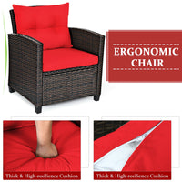 Thumbnail for 3 Pieces Rattan Patio Furniture Set With Washable Cushion