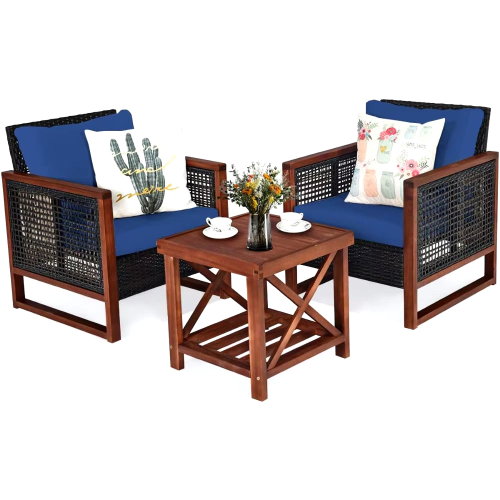 Patio Furniture Set, Rattan Outdoor Sofa Set 3 Pieces