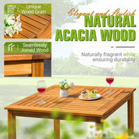 Thumbnail for 5-Piece Acacia Wood Outdoor Dining Set with Beige Cushion for Patio Garden Backyard 4-Armchairs and Table