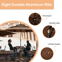 Thumbnail for 10 Ft Patio Umbrella 3 Tiers Adjustable Outdoor Market Umbrella with Crank for Beach Pool (Coffee)