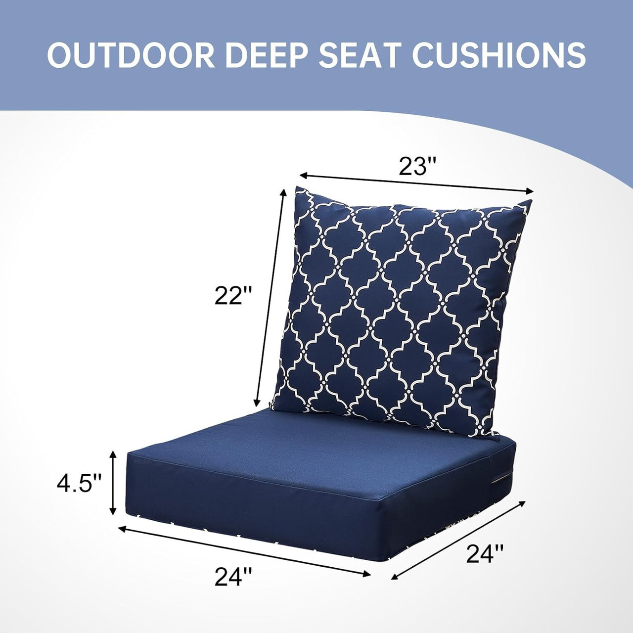 Outdoor Cushions Set for Patio Furniture, 24×24 Weatherproof