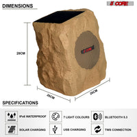 Thumbnail for 5Core Outdoor Wireless Speakers Bluetooth Rock Waterproof Linkable TWS Garden Speaker BROWN