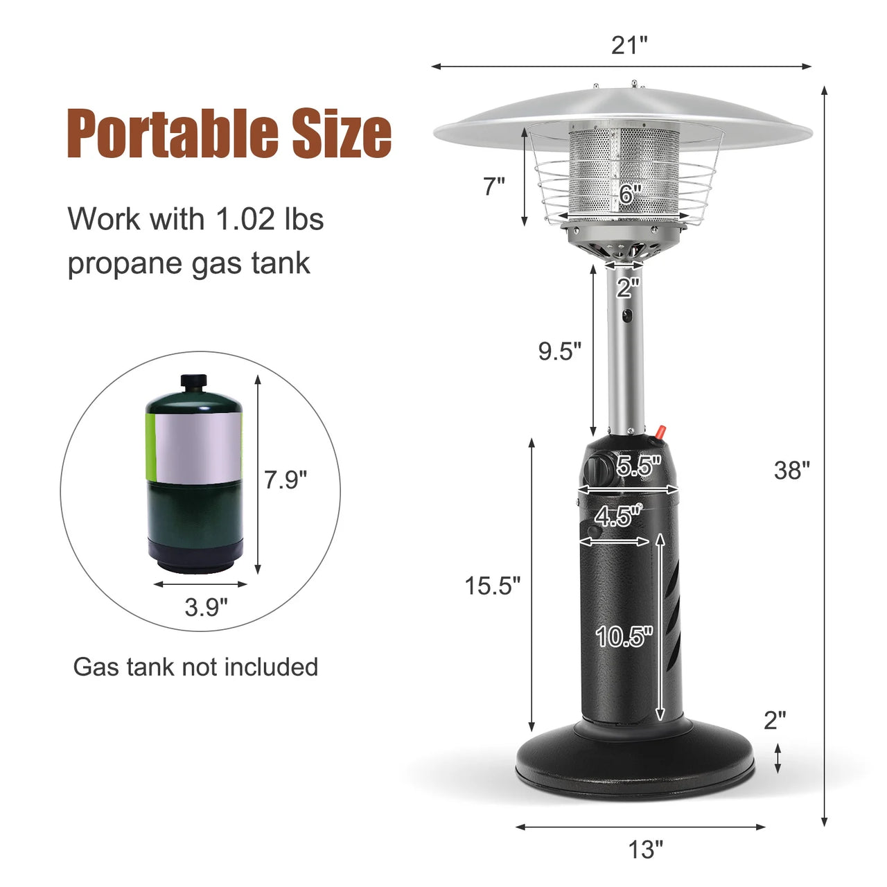 Portable Patio Tabletop Gas Heater Outdoor