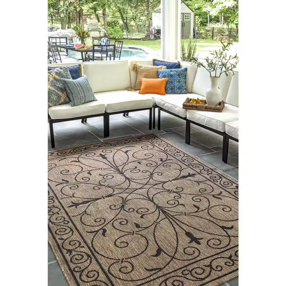 Kathleen Krem Brown 6 Ft. X 9 Ft. Patio Indoor/Outdoor Patio Area Rug