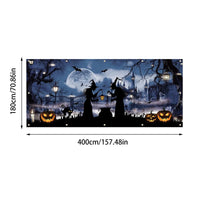 Thumbnail for Halloween Garage Door Cover, 157.5X70.9-192X83.9 Inches, Witches & Pumpkins Design, Heavy Polyester, Perfect for Haunted Houses, Easy to Hang, Weather-Resistant