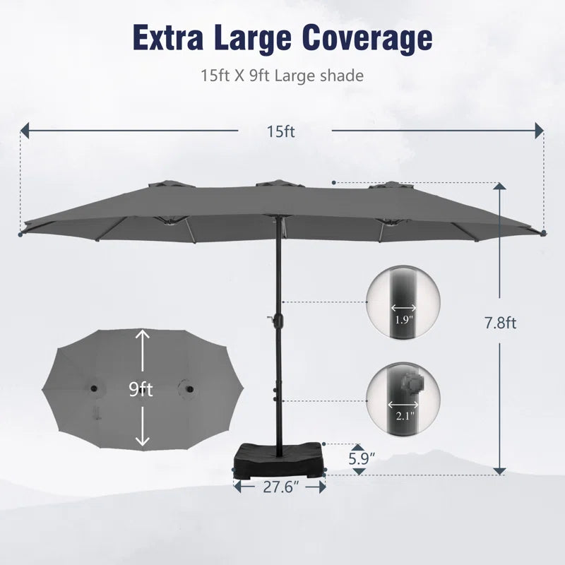 Rectangular Market Umbrella with Base