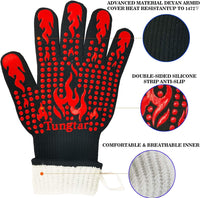Thumbnail for Turkey Fryer BBQ Heat Resistant Gloves, Cooking Gloves, Oven Gloves 1472℉,14Inch, Heat Resistant, Grill Gloves, Silicone Non-Slip Cooking Gloves for Cooking, Grilling, Baking, Welding, (Large, Red)