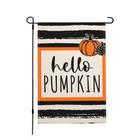 Thumbnail for Fall Stripe Pumpkin Small Garden Flag 12X18 Inch Autumn Halloween Thanksgiving Burlap Yard Outdoor Decor