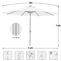 Thumbnail for 10 Ft Solar Patio Umbrellas with 8 Strip Lights for Market Outdoor Pool, Steel Tilt Crank-Red