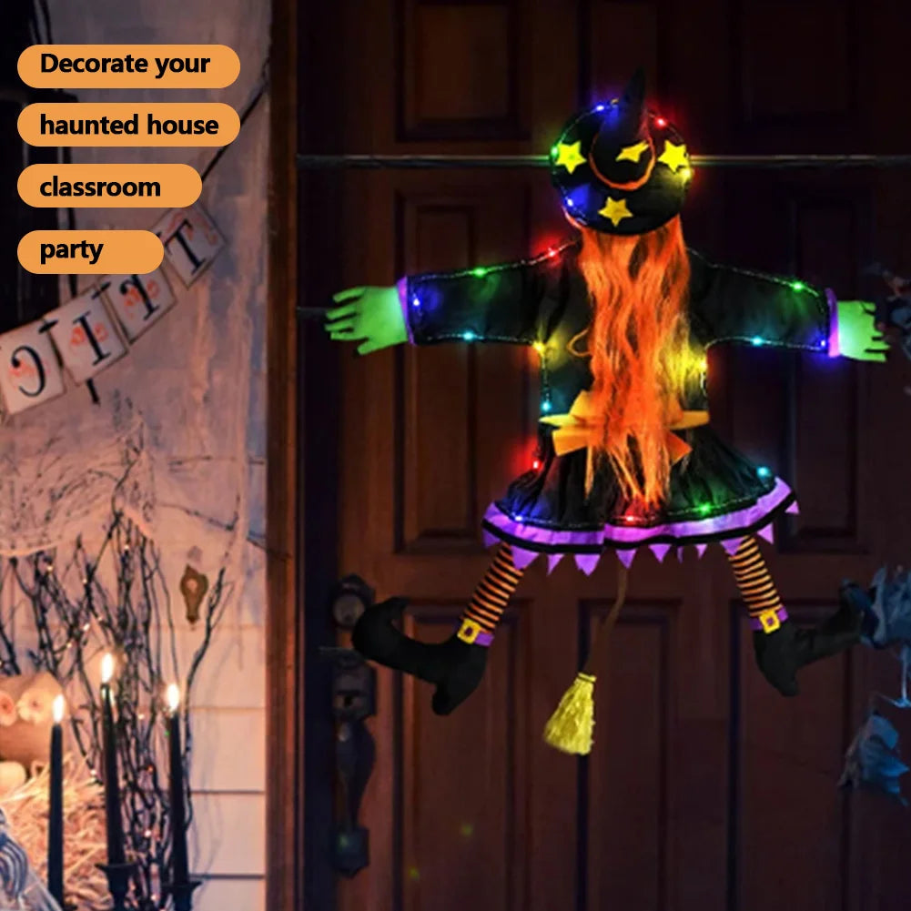 Halloween Crashing Witch into Tree Halloween Outdoor Decoration 2 Mode with Light Flying Witch Lawn Patio Tree Garden Decoration