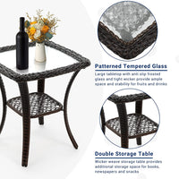 Thumbnail for 3 Pieces Patio Furniture Set, Outdoor Swivel Gliders Rocker, Glass Top Side Table (Red)