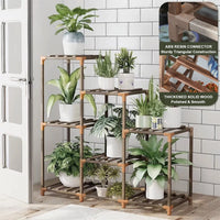 Thumbnail for Plant Stand Indoor Three Tier Plant Shelf Outdoor Wooden & Plastic 3 Tiers Garden Flower Pot Rack for Patio Decor