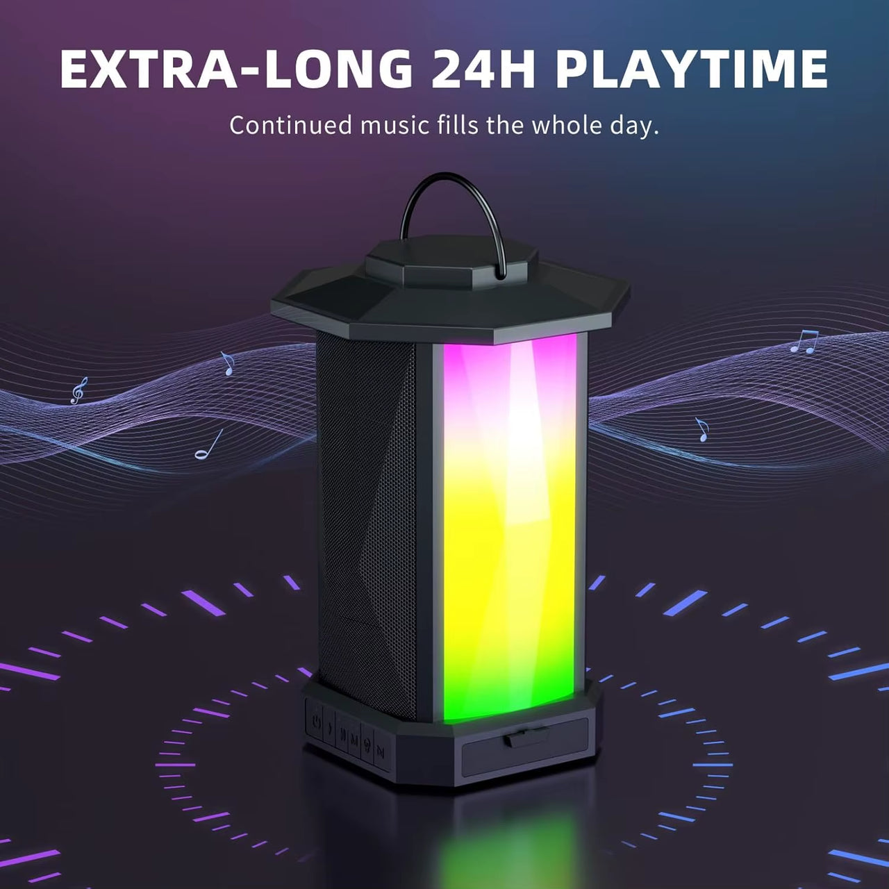 Portable Bluetooth Speaker,Wireless Stereo Lantern Speaker with RGB LED Lights,50W Flame Speaker for Patio Garden Decor