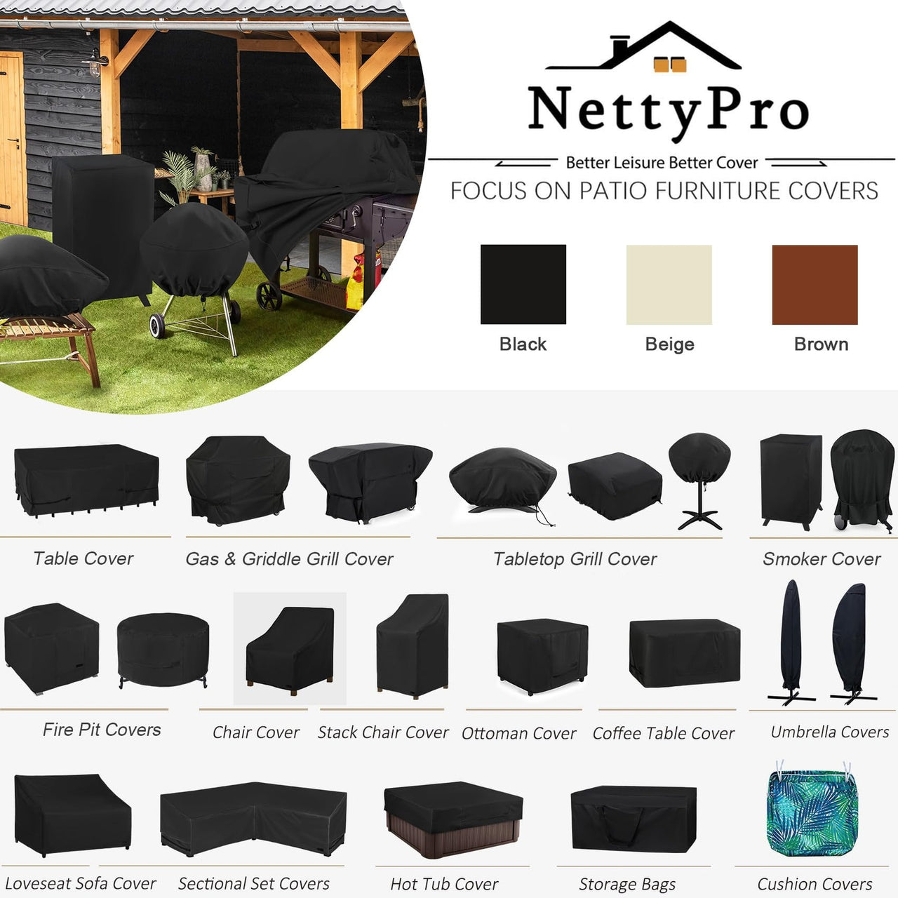 Patio Coffee Table Cover Rectangular Waterproof Outdoor Furniture Small Side ...