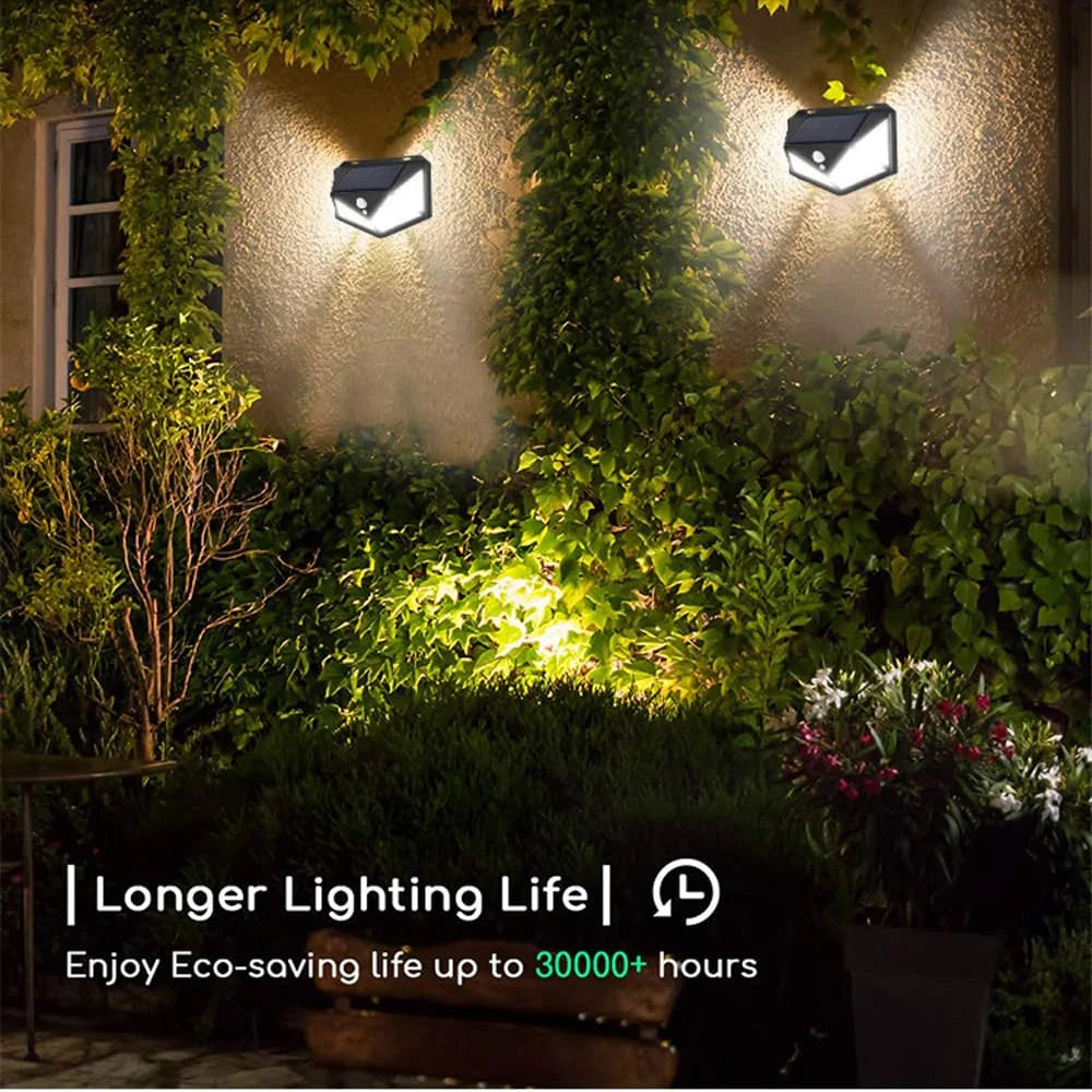 4 Pack Solar Lights Outdoor, 3 Modes/100Led Solar Security Lights Wireless IP65 Waterproof Solar Motion Lights Outdoor Solar Wall Lights Outdoor Lights for Front Door, Backyard, Garage, Deck…