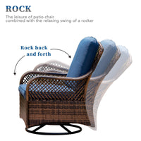 Thumbnail for Rattan Swivel Rocking Chairs 3 PC Patio Conversation Set, Outdoor Bistro Set Lawn Garden with 2 Cushioned Chairs & 1 Side Table