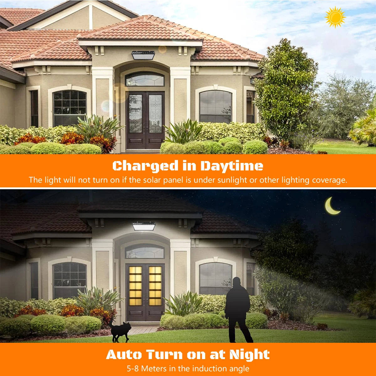 Super Bright Solar Wall Lamp Solar Lights Outdoor Solar Powered Flood Lights with 3 Mode IP65 Waterproof for outside Yard Street