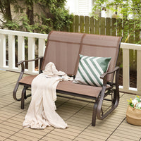 Thumbnail for 2-Person Patio Glider Bench with High Back and Curved Armrests