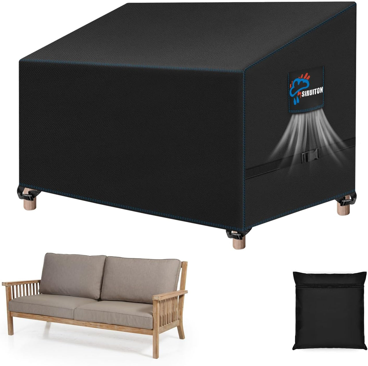 4-Seat 73" W X 27" D X 35" H Garden Patio Sofa/Loveseat/Bench Cover,Heavy Duty 420D Oxford Waterproof Outdoor Sofa Cover, Lawn Patio Furniture Covers