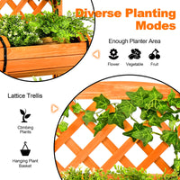 Thumbnail for 2-Tier Wooden Raised Garden Bed Container W/2 Cylindrical Planter Boxes & Trellis