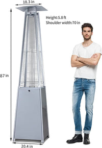 Thumbnail for 87'' Tall Pyramid Patio Heater with Wheels, Glass Tube Flame Heating 48000 BTU & Dust Cover