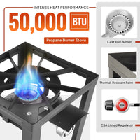 Thumbnail for 30QT & 10QT Outdoor Turkey Fryer | Seafood Boil Pot | Cover & Skimmer Included | 50,000BTU Propane Burner | Aluminum Deep Fryer Pot with Basket | Crab, Seafood & Crawfish Boiler