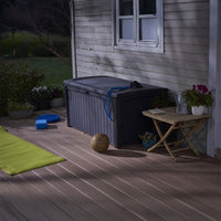 Thumbnail for Borneo 110 Gallon Rattan Plastic Outdoor Storage Deck Box Bench, Grey