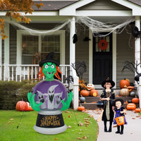 Thumbnail for 6 ' Halloween Wtch and Crystal-Ball Outdoor Halloween Inflatables for Patio Garden Decor