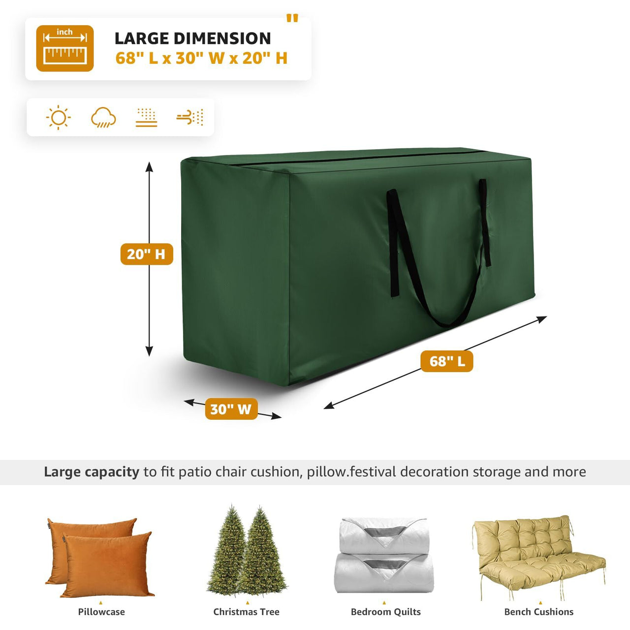 Storage Bag 2 Pack,Cushion Storage Bag Fits up to 12 Ft Tall Artificial Disas...