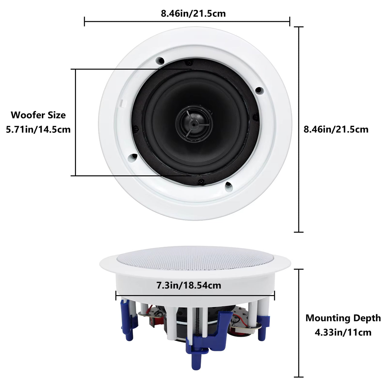 2PCS 5.25'' Bluetooth Ceiling Speakers Home Theater Sound Box System 300W Perfect for Bedroom Bathroom Covered Patio
