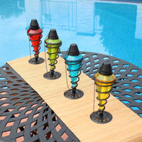 Thumbnail for Swirling Metal/Glass Tabletop Torches - Set of 4-1 Blue, 1 Red, 1 Green and 1 Yellow