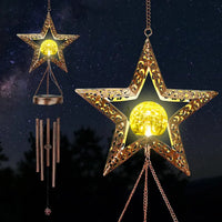 Thumbnail for Solar Star Wind Chimes - Cracked Glass Balls, Outdoor Garden Chandeliers with Warm LED Light