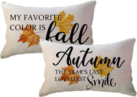 Thumbnail for 2Pack Autumn Fall Throw Pillow Covers with Autumn Saying/Maple Leaves Farmhouse Decorative Rectangular/Lumbar Pillow Case 12×20 Autumn Sign Cushion Cover for Sofa/Couch/Porch