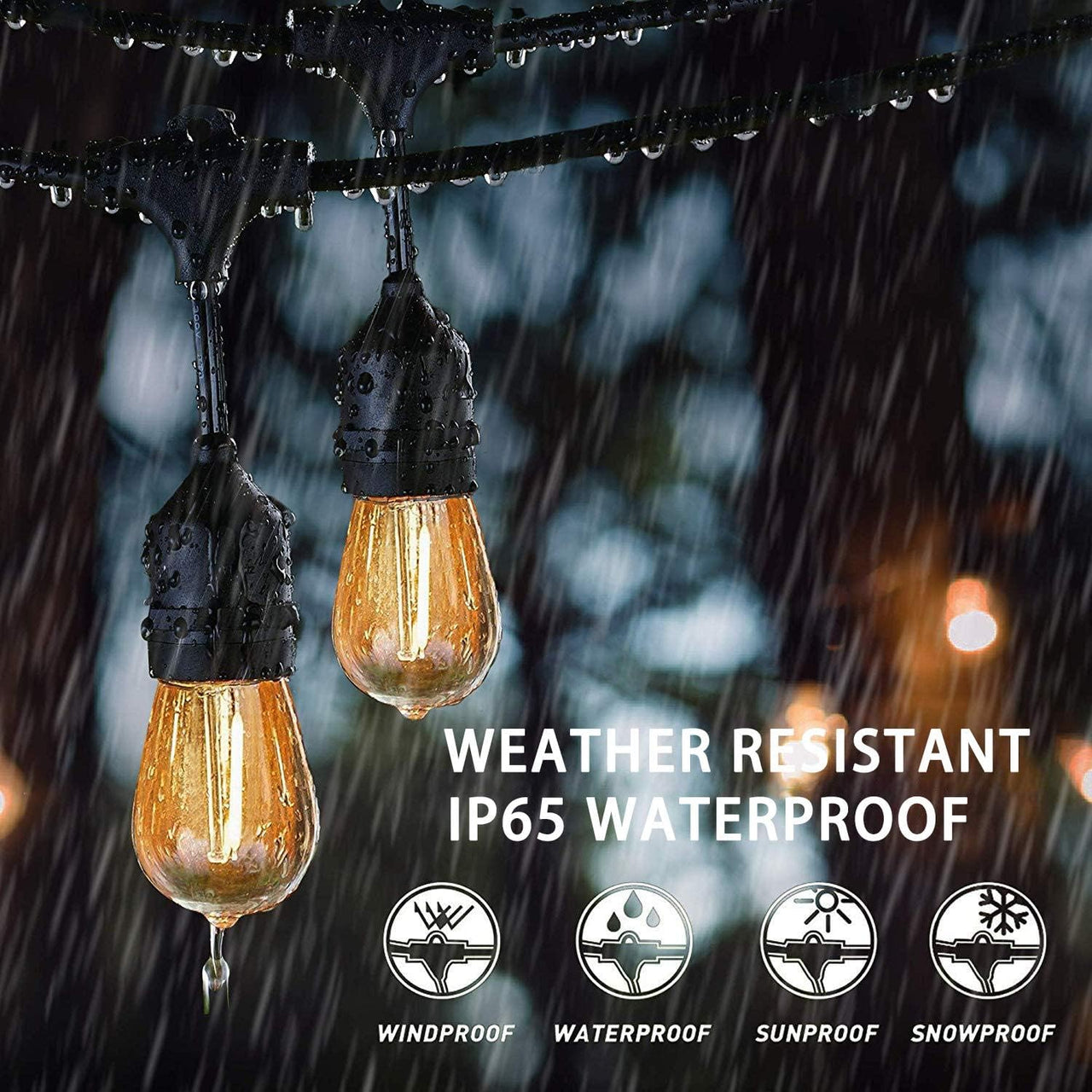 Outdoor 2700K Solar Patio String Lights (S14, 50)