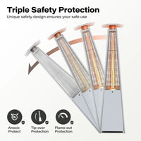 Thumbnail for 87'' Tall Pyramid Patio Heater with Wheels, Glass Tube Flame Heating 48000 BTU & Dust Cover