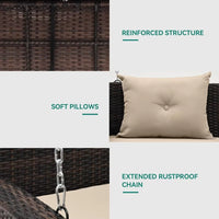 Thumbnail for 3-Seats Wicker Hanging Porch Swing Chair