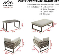 Thumbnail for Patio Furniture with Ottoman Table, 5 Piece Set