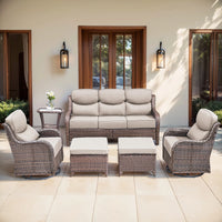 Thumbnail for 6 Pieces Luxury Outdoor Patio Furniture Sets Outdoor Conversation Sets with Swivel Rocker Patio Chairs with 6