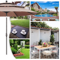 Thumbnail for 10 Ft Patio Umbrella 3 Tiers Adjustable Outdoor Market Umbrella with Crank for Beach Pool (Coffee)