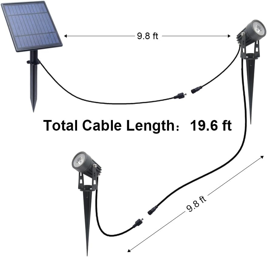 Led Solar Spotlights 9.8Ft Cable  Outdoor Garden