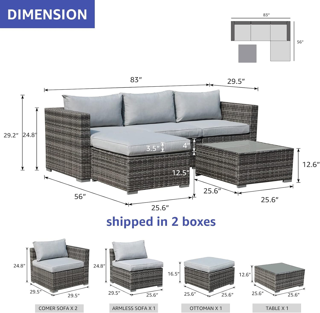 Outdoor Patio Balcony Set 5 Piece