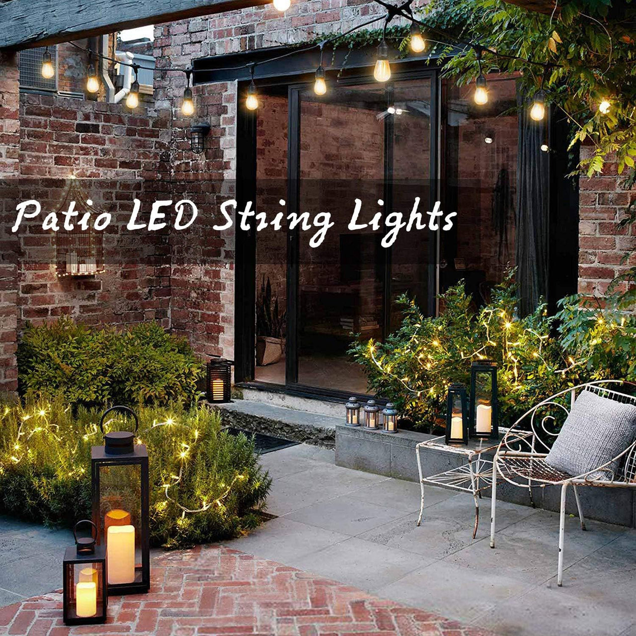 Outdoor 2700K Solar Patio String Lights (S14, 50)