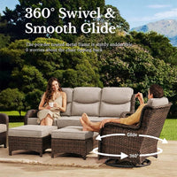 Thumbnail for 6 Pieces Luxury Outdoor Patio Furniture Sets Outdoor Conversation Sets with Swivel Rocker Patio Chairs with 6