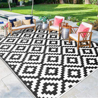 Thumbnail for Outdoor Rug,Reversible Mats, Plastic Straw Rug, Modern Indoor Outdoor Area Rug, Large Floor Mat and Rug for Outdoors, RV, Patio, Backyard, Deck, Picnic, Beach, Trailer, Camping, Black & White, 5' X 8'