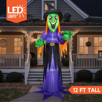 Thumbnail for 12 Ft Halloween Inflatable Witch Decoration with Built-In Leds,Witch Halloween Decorations Outdoor Blow up Yard Lawn Decoration