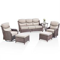 Thumbnail for 6 Pieces Luxury Outdoor Patio Furniture Sets Outdoor Conversation Sets with Swivel Rocker Patio Chairs with 6