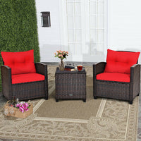 Thumbnail for 3 Pieces Rattan Patio Furniture Set With Washable Cushion